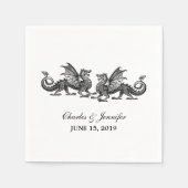Silver Elegant Dragons Wedding Paper Napkins Servet (Voorkant)