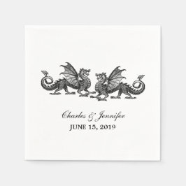 Silver Elegant Dragons Wedding Paper Napkins Servet