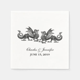 Silver Elegant Dragons Wedding Paper Napkins Servet