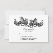 Silver Elegant Dragons Wedding Response Kaart (Voorkant)