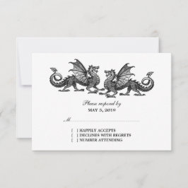 Silver Elegant Dragons Wedding Response Kaart