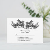 Silver Elegant Dragons Wedding Response Kaart (Staand voorkant)