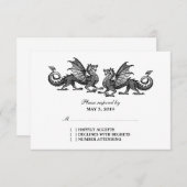 Silver Elegant Dragons Wedding Response Kaart (Voorkant / Achterkant)