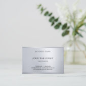 Silver Elegant Eenvoudig Modern Sjabloon Professio Visitekaartje (Staand voorkant)