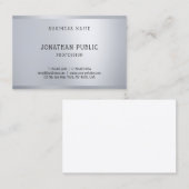 Silver Elegant Eenvoudig Modern Sjabloon Professio Visitekaartje (Voorkant / Achterkant)
