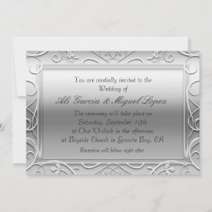 Silver Elegant Glamor Wedding Event Invitations Kaart
