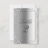 Silver Elegant Glamor Wedding Table Number Kaart (Voorkant)