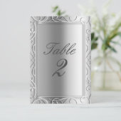 Silver Elegant Glamor Wedding Table Number Kaart (Staand voorkant)
