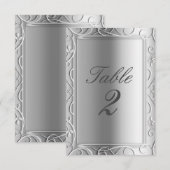 Silver Elegant Glamor Wedding Table Number Kaart (Voorkant / Achterkant)