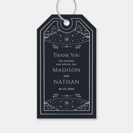 Silver Elegant Gothic Tarot Wedding Gift Labels Cadeaulabel (Voorkant)