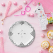 Silver elegant  huwelijkscologram papieren bordje (Feest)