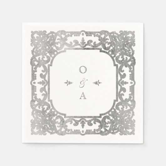 Silver elegant huwelijkscologram servet (Voorkant)