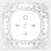 Silver elegant  huwelijkscologram vierkante sticker (Voorkant)