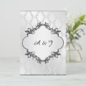 Silver elegant lijst bruiloft kaart (Staand voorkant)