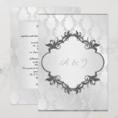 Silver elegant lijst bruiloft kaart (Voorkant / Achterkant)