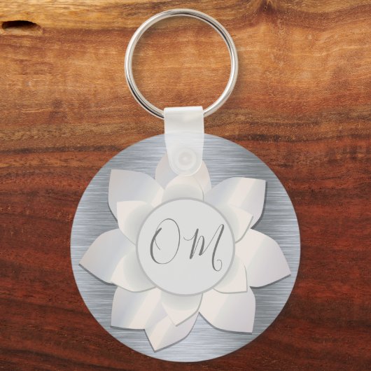 Silver Elegant Lotus OM Sleutelhanger (Voorkant)