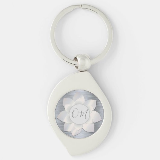 Silver Elegant Lotus OM Sleutelhanger (Voorkant)