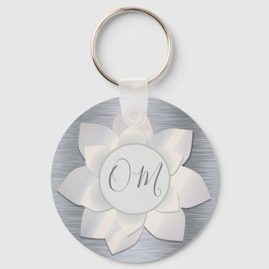 Silver Elegant Lotus OM Sleutelhanger (Voorkant)