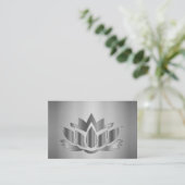 Silver elegant mandala visitekaartje (Staand voorkant)