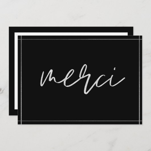 Silver Elegant Merci Custom Hartelijk dank Kaart (Voorkant / Achterkant)