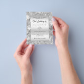 Silver elegant modern budget trouwuitnodiging flyer (Hand)
