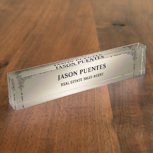 Silver elegant modern bureau name bord naambordje
