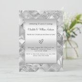 Silver elegant modern vow-vernieuwingsluxe kaart (Staand voorkant)