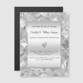 Silver elegant modern vow-vernieuwingsluxe magnetische uitnodiging (Voorkant / Achterkant)