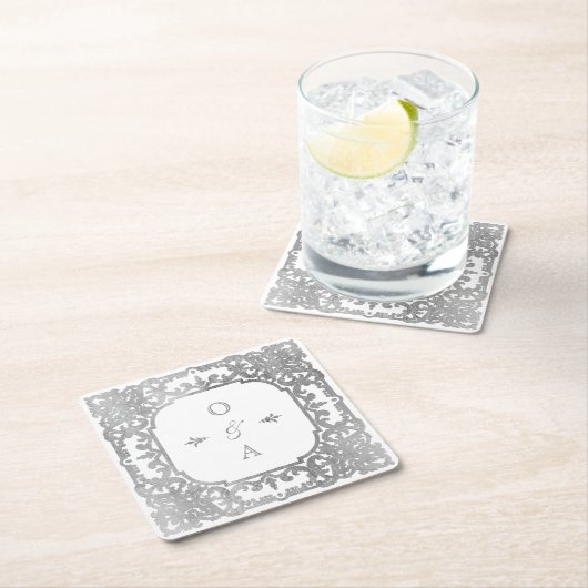 Silver elegant   monogram kartonnen onderzetters (Insitu)