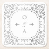 Silver elegant   monogram kartonnen onderzetters (Voorkant)