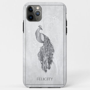 Silver Elegant Peacock Hoesje-Mate iPhone Case