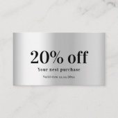 Silver elegant qr code kortingskaartje (Voorkant)