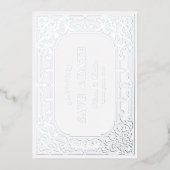 Silver elegant romantisch  vintage bruiloft folie uitnodiging (Voorkant)