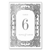 Silver elegant romantisch  vintage bruiloft kaart (Achterkant)