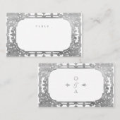 Silver elegant romantisch vintage bruiloft plaatskaartje (Voorkant / Achterkant)