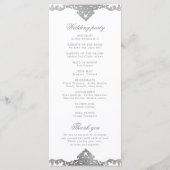 Silver elegant romantisch  vintage bruiloft programmakaart (Achterkant)