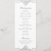 Silver elegant romantisch  vintage bruiloft programmakaart (Achterkant)