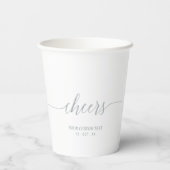Silver Elegant Script Cheers Custom Party Papieren Bekers (Achterkant)