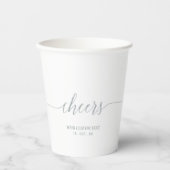 Silver Elegant Script Cheers Custom Party Papieren Bekers (Voorkant)