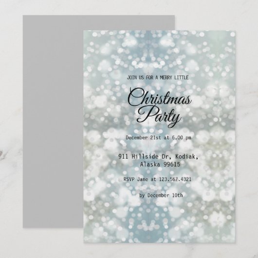 Silver Elegant Simple Moderne Kerstparty IV Kaart (Voorkant / Achterkant)