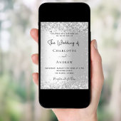Silver elegant sparkles script bruiloft kaart
