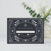 Silver Elegant Tarot Card Wedding RSVP Informatiekaartje (Staand voorkant)