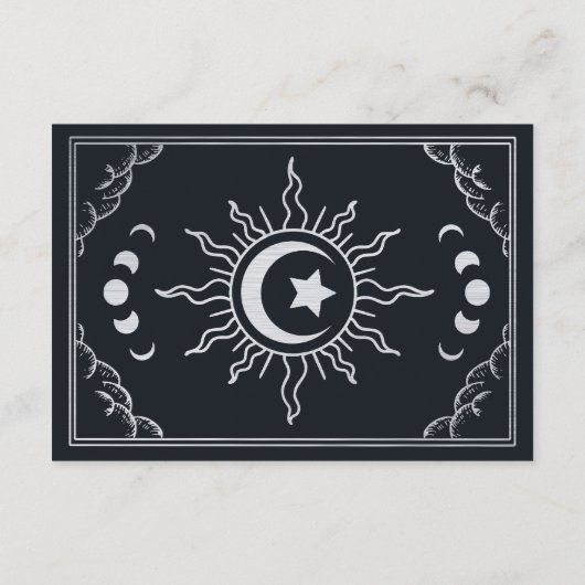 Silver Elegant Tarot Card Wedding RSVP Informatiekaartje (Achterkant)