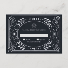 Silver Elegant Tarot Card Wedding RSVP Informatiekaartje