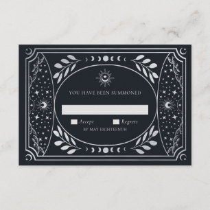 Silver Elegant Tarot Card Wedding RSVP Informatiekaartje