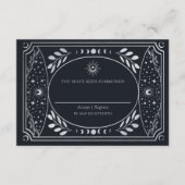 Silver Elegant Tarot Card Wedding RSVP Informatiekaartje (Voorkant)