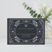 Silver Elegant Tarot Card Wedding RSVP Informatiekaartje (Staand voorkant)