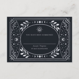 Silver Elegant Tarot Card Wedding RSVP Informatiekaartje