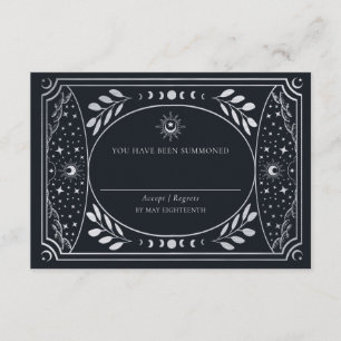 Silver Elegant Tarot Card Wedding RSVP Informatiekaartje