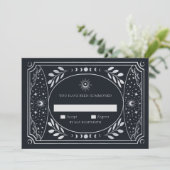 Silver Elegant Tarot Card Wedding RSVP Kaart (Staand voorkant)